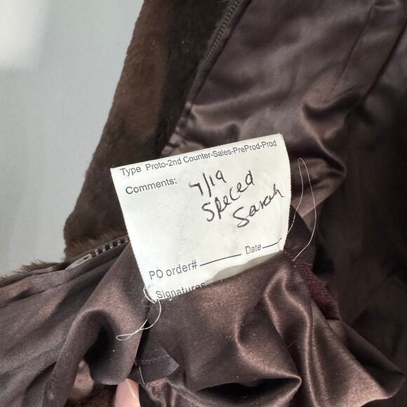 Theory Rabbit Fur Brown Reversible Satin Jacket M NEW Slim Sample Full Zip - Picture 6 of 6